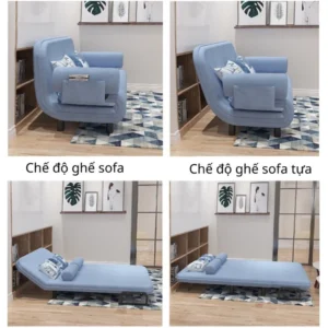 Ghế Sofa kết hợp Giường gấp gọn thông minh đa năng rộng 120cm, có đệm tay êm ái, kèm túi đựng đồ tiện lợi