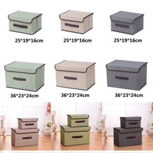 Set 2 hộp đựng đồ vải đa năng đụng quần áo đồ chơi, Túi đựng đồ đa năng vài bố dày dặn có nắp gấp gọn tiện lợi