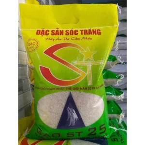 Gạo ST25 (Dẻo mềm,Ngọt cơm,Thơm nhiều).Bao 5kg. Gạo ông cua