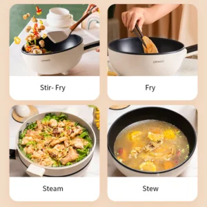 Nồi Điện Đa Năng URINGO Chống Dính Gia Đình 4 Trong 1 Nồi 4L Dung Tích Lớn