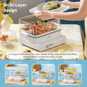 Nồi Hấp Điện URINGO Đa Năng Giữ Ấm Hẹn Làm Nóng Nhanh 18L