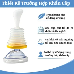 Bộ sơ cứu hóc nghẹn, dụng cụ hút đồ ăn dị vật, thiết bị cứu hộ nghẹt thở cho trẻ em và người lớn, chất liệu Silicone.