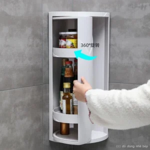 Mặt bàn bếp giá đựng gia vị giá đựng chai dầu hộp gia vị khung tam giác bếp tủ góc xoay 360 độ