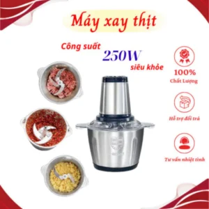 Máy xay thịt cối inox 4 lưỡi đa năng công suất 250w, máy xay mini cầm tay siêu khỏe dễ dàng sử dụng bảo hành 12 tháng