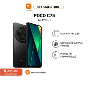 Điện thoại thông minh POCO C75 (8+256GB)  Màn hình 6,88  Pin 5160mAh  Camera kép 50MP AI