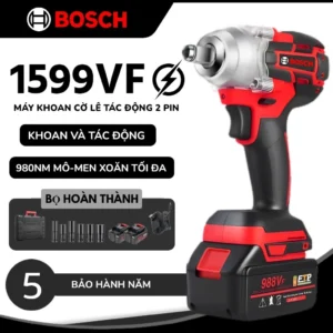 Cờ lê tác động không dây 1599VF 880NM Tuốc nơ vít tác động không chổi than 3in1 có hai cục pin