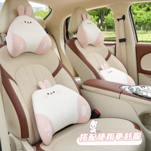 Gối tựa đầu ô tô tựa lưng Thỏ màu hồng siêu dễ thương được làm từ chất liệu cao su rắn cao cấp, phù hợp cho ô tô