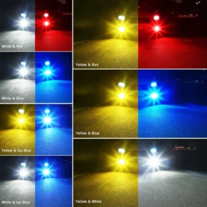 2 pc đèn LED sương mù 2 màu 24SMD H8 H11 H3 H4 H7 9005 HB3 9006 HB4 H16 P13W đèn sương mù ô tô