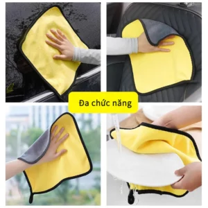 Khăn Rửa Xe Hai Mặt Lông Cừu San Hô Vải Vệ Sinh Xe Hơi Thấm Hút Hai Màu Dày Không Làm Tổn Thương Sơn Ô Tô Không Mất Lin