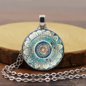 Phụ kiện Mandala Yoga Thời gian Đá quý Vòng cổ Thời trang Mặt Dây chuyền Thủy tinh Vòng cổ Trang sức Âu Mỹ