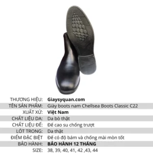Giày boots nam Chellsea Boots Classic