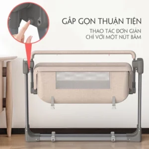 Nôi Điện Cho Bé (Kèm Màn) Đưa Tự Động Điều Khiển Từ Xa, Kết Nối Bluetooth An Toàn Cho Bé