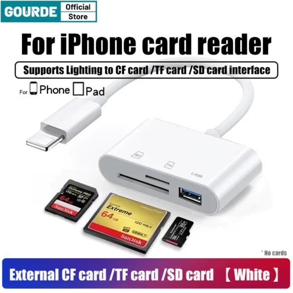 Gourmet Mới 3 Trong 1 Đầu Đọc Thẻ Sang Sd Tf U Đĩa 0W Sạc Camera Bộ Nhớ Cho Ipad Macbook Cho iPhone 7 8 14 12 11 13 Pro