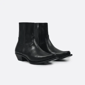 Giày Santiago Boots Nam TARMOR black color Da Thật Santiago Boots In Black Leather