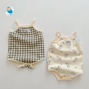 Body 2 Dây Cho Bé Gái Mẫu Quần Áo Sơ Sinh Chip Hai Dây Dễ Thương Bodysuit Chất Mềm Mát