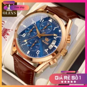 [CAO CẤP] Đồng hồ nam chính hãng OLEVS 2878 dây da bò Chống nước , hiệu ứng dạ quang