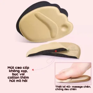 1 cặp lót mũi giày cao gót, giày búp bê cực êm chân, hút mồ hôi- Thiết kế 4D massage chân