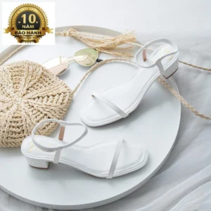 Giày cao gót thời trang quai dây gót cao 3cm - ET002 (Màu Trắng) Tặng Kèm Nước Hoa