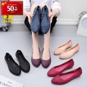 Free⚡Ship Giày Búp Bê Nữ Nhựa Họa Tiết Hoa Cao Cấp Nhẹ Êm Chân 3fashion - 3200 Tặng Kèm Nước Hoa