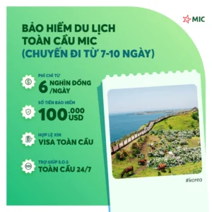 Toàn quốc [E-Voucher] Bảo hiểm du lịch toàn cầu MIC, chuyến đi từ 7 - 10 ngày, gói Thượng hạng
