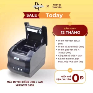 [CÓ XUẤT VAT] [CÓ GIAO HỎA TỐC] Máy in vận đơn xp 365B (USB + LAN) | In tem trà sữa dán ly, in tem phụ mã vạch